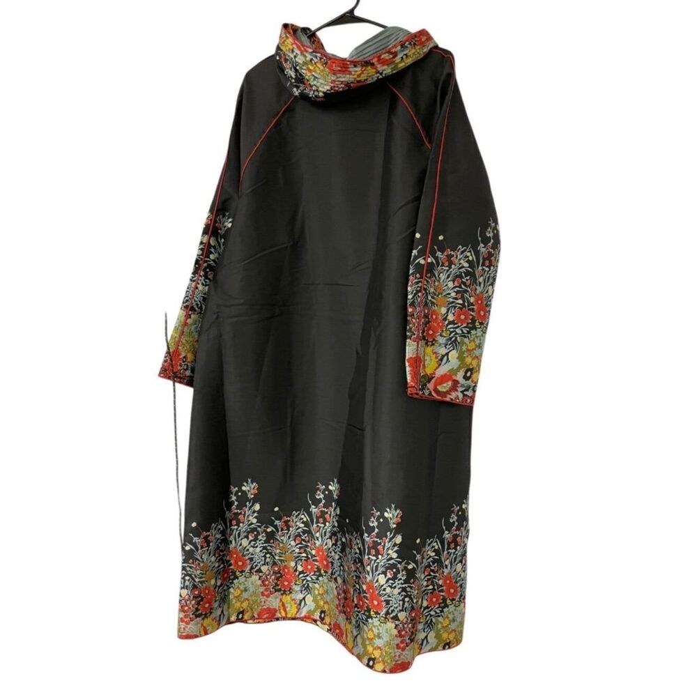 Ubu Womens Reversible Parisian Raincoat Jacket Large Red black Floral Hooded NWT - Picture 4 of 12